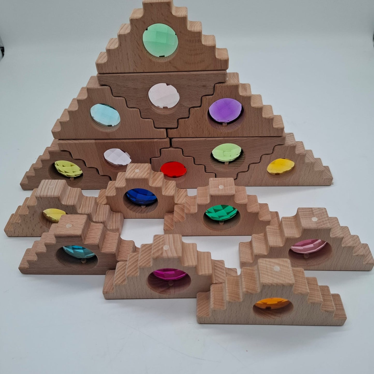 Houten edelstenen blokken