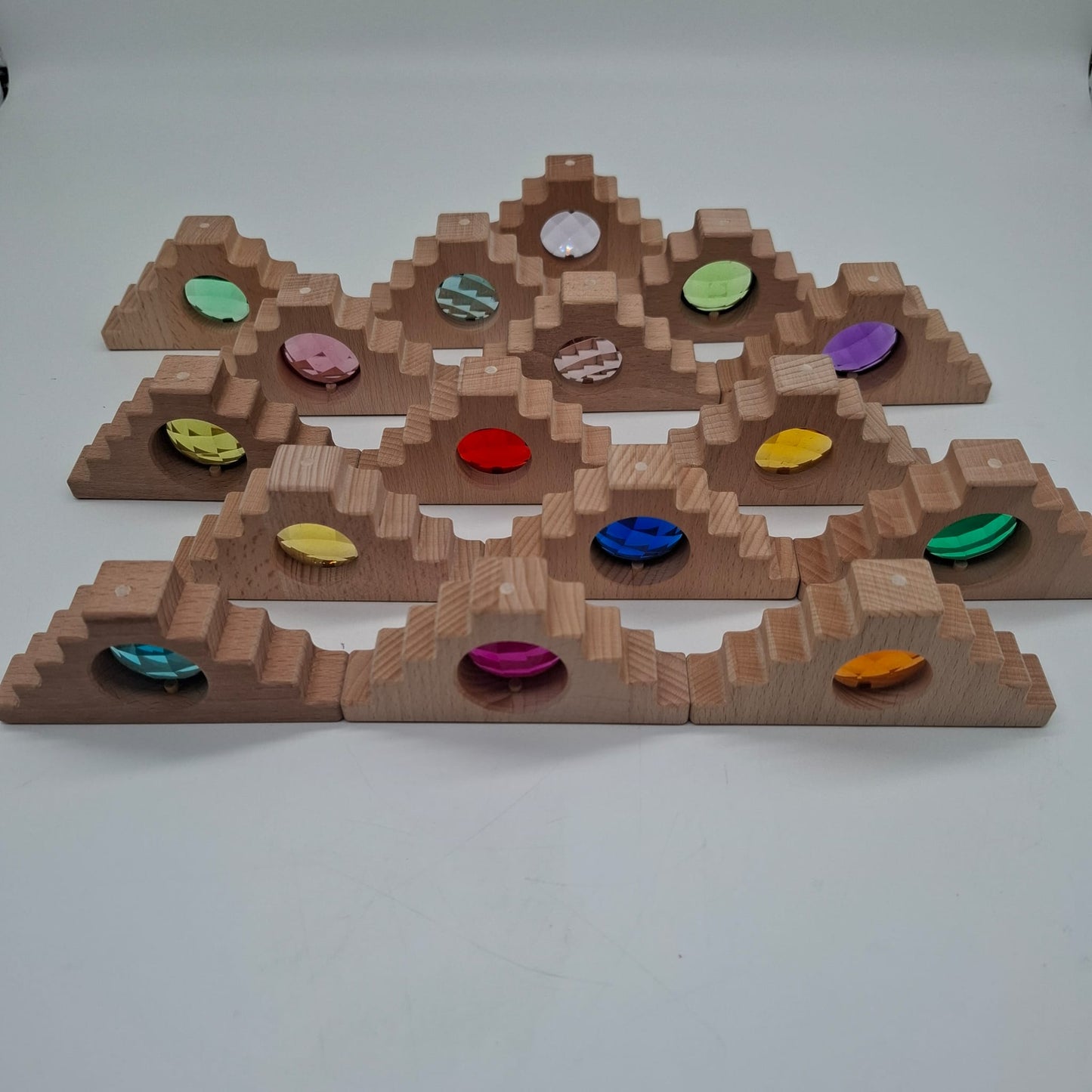 Houten edelstenen blokken