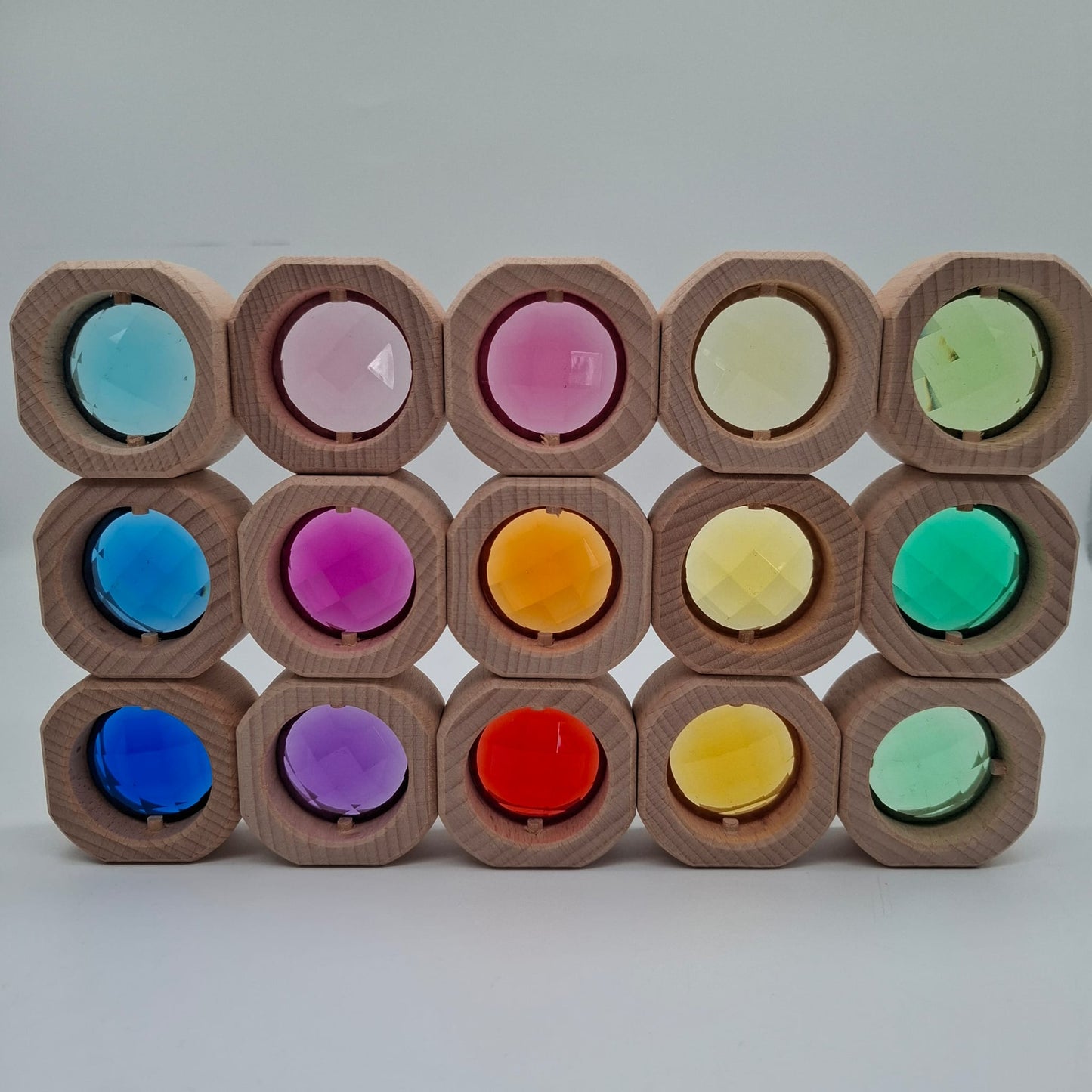Houten edelstenen blokken