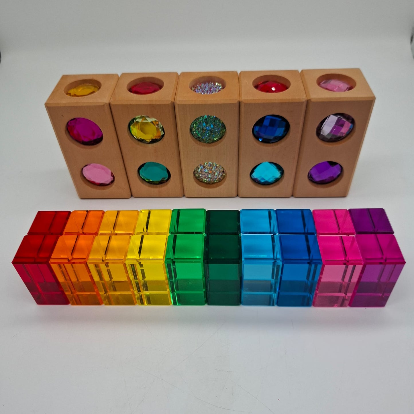 Houten edelstenen blokken